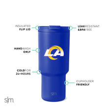 Load image into Gallery viewer, Simple Modern Officially Licensed NFL Los Angeles Rams 30 oz Tumbler with Flip Lid and Straws | Insulated Cup Stainless Steel | Gifts for Men Women | Trek Collection | Los Angeles Rams