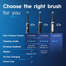 Load image into Gallery viewer, Oral-B iO Deep Clean Rechargeable Electric Powered Toothbrush, Black with iO Series 3 Limited, 2 Brush Heads and Travel Case - Pressure Sensor to Protect Gums - 3 Cleaning Settings - 2 Minute Timer