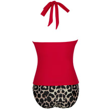Load image into Gallery viewer, SUUKSESS Women Sexy Halter Tankini Bathing Suits Slimming Tummy Control High Waisted Swimsuits 2 Piece (Red Leopard, L)