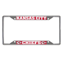 Load image into Gallery viewer, FANMATS 21376 Kansas City Chiefs Chrome Metal License Plate Frame, Team Colors, 6.25in x 12.25in