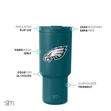 Load image into Gallery viewer, Simple Modern Officially Licensed NFL Philadelphia Eagles 30 oz Tumbler with Flip Lid and Straws | Insulated Cup Stainless Steel | Gifts for Men Women | Trek Collection | Philadelphia Eagles