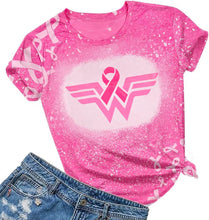 Load image into Gallery viewer, Breast Cancer Shirts for Women Pink Ribbon Breast Cancer Awareness T-Shirt Short Sleeve Fall Tee Top