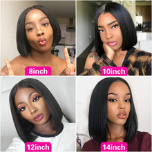 Load image into Gallery viewer, Bob Wig Lace Front Wigs Pre Plucked with Baby Hair 180% Density Short Bob Wigs for Women Straight Bob Frontal Wigs Natural Black (12inch)