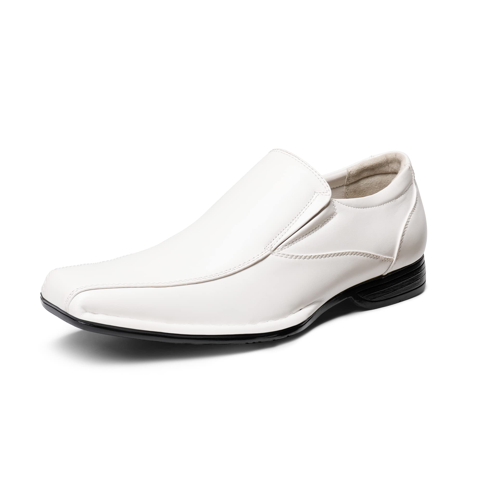 Bruno Marc Men's Giorgio-1 White Leather Lined Dress Loafers Shoes