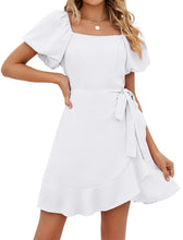 Load image into Gallery viewer, SAMPEEL Womens Casual Summer Dresses Puff Sleeve Cute Teen Girl Clothes Graduation White M