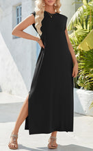 Load image into Gallery viewer, Zeagoo Black Maxi Dress Sleeveless Sun Dresses Beach Crew Neck Long Split Dresses with Pockets Summer Dress for Women 2025 Vacation Black L