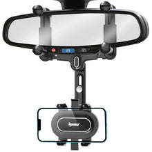 Load image into Gallery viewer, IPOW Large Rearview Mirror Phone Holder for Car 360°Rotatable and Retractable, 2023 Upgraded Four Corners Fixed Anti-Shake Multifunctional Design for All Phones and All Car Rearview Mirror with Button