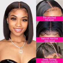 Load image into Gallery viewer, Bob Wig Lace Front Wigs Pre Plucked with Baby Hair 180% Density Short Bob Wigs for Women Straight Bob Frontal Wigs Natural Black (12inch)