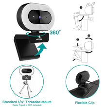 Load image into Gallery viewer, NexiGo StreamCam N930E with Software, 1080P Webcam with Ring Light and Privacy Cover, Auto-Focus, Plug and Play, Web Camera for Online Learning, Zoom Meeting Skype Teams, PC Mac Laptop Desktop