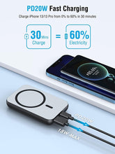 Load image into Gallery viewer, QiSa Portable Charger, PD 30W Fast Charger Foldable Wireless Power Bank with USB-C Port, Mag-Safe Battery Pack Only for iPhone 15/14/13/12 Series (Black)