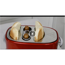 Load image into Gallery viewer, Nostalgia 2 Slot Hot Dog and Bun Toaster with Mini Tongs, Retro Toaster, Cooker that Works Chicken, Turkey, Veggie Links, Sausages Brats, Metallic Red