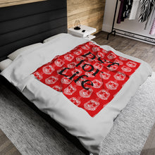 Load image into Gallery viewer, Red Velveteen Plush Blanket White DST Crest and Black DST for Life Theme