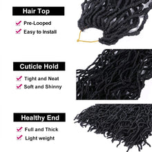 Load image into Gallery viewer, 24 Inch Soft Locs Crochet Hair Pre Looped 6 Packs Faux Locs Crochet Braids Goddess Locs Dreadlocs Synthetic Hair For Black Women (1B, 24 Inch (Pack of 6))