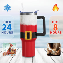 Load image into Gallery viewer, Aokoyi Christmas Gifts 40 Oz Tumbler with Handle and Straw, Red Xmas Santa Claus Stainless Steel Double Walled Vacuum Insulated Cup, Retro Holiday Gifts for Women Men