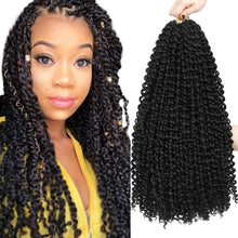 Load image into Gallery viewer, Dorsanee Passion Twist Hair 18 Inch 7 Pakcs Water Wave Crochet Hair Long Bohemian Curly Braiding Hair for Butterfly Locs, Faux Locs, Boho Style Spring Twist Crochet Braids (1B#)