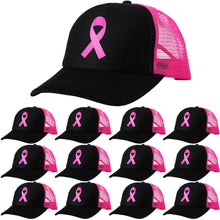 Load image into Gallery viewer, Croloose 12 Packs Breast Cancer Awareness Trucker Hats Mesh Baseball Caps Mesh Cap Pink Ribbon Adjustable Cap for Women Men(Mixed Color,Vivid)