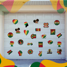 Load image into Gallery viewer, Fabbay 25 Pcs Juneteenth Decoration Magnetic Stickers Yellow Green Red Refrigerator Magnets Decorative Freedom Day Fridge Garage Decal for Holiday Car Metal Door Decor