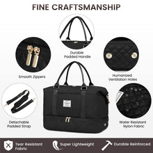 Load image into Gallery viewer, LOVEVOOK Travel Duffle Bag, Weekender Bags for Women with Shoe Compartment, Carry on Bag with Toiletry Bag, Gym Bag with Wet Pocket, Hospital Bags for Labor and Delivery, Black