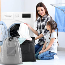 Load image into Gallery viewer, 2 Pcs JHX Travel Laundry Bags, Dirty Clothes Organizer【Upgraded】with Handles and Aluminum Carabiner for Travel, Camp, Fitness, and Students (Black&Grey) 24"L x 21"W