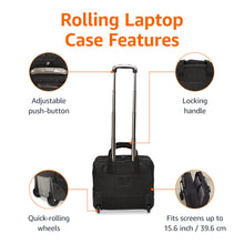 Load image into Gallery viewer, Amazon Basics Rolling Laptop Case, 15.6 in, Black