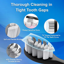 Load image into Gallery viewer, Sonic Electric Toothbrush for Adults and Kids, Comes with 10 Brush Heads & Travel Case, 5 Modes with 2 Minutes Built in Smart Timer, One Charge for 90 Days, 42,000 VPM Motor (Black)
