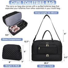 Load image into Gallery viewer, Large Women Travel Duffle Bag - Carry on Overnight Bag Weekend Travel Duffel Tote Bag Yoga Gym Bag with Wet Pocket Toiletry Weekender Overnight Bag for Travel Business Trips Sport Hospital Black