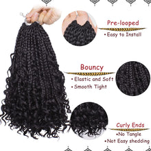 Load image into Gallery viewer, Beverlee 10 Inch 8 Packs Boho Box Braids Goddess Box Braids Crochet Hair Bohemian Hippie Braids Braiding Hair Box Braids with Curly Ends Messy Pre-looped Synthetic Kids Crochet Hair for Black Women
