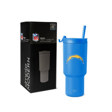 Load image into Gallery viewer, Simple Modern Officially Licensed NFL Los Angeles Chargers 30 oz Tumbler with Flip Lid and Straws | Insulated Cup Stainless Steel | Gifts for Men Women | Trek Collection | Los Angeles Chargers