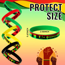 Load image into Gallery viewer, JUNEBRUSHS 42pcs Happy Black History Month Party Favors Silicone Bracelets Rubber Wristbands Accessories for Kids Adults African American Freedom Day Patriotic Party Decorations Gift Bag Fillers