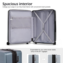 Load image into Gallery viewer, COOLIFE Luggage Suitcase Piece Set Carry On ABS+PC Spinner Trolley with pocket Compartmnet Weekend Bag(Night navy, 2-piece Set)
