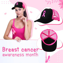 Load image into Gallery viewer, Croloose 12 Packs Breast Cancer Awareness Trucker Hats Mesh Baseball Caps Mesh Cap Pink Ribbon Adjustable Cap for Women Men(Mixed Color,Vivid)