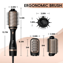 Load image into Gallery viewer, Nicebay Hair Dryer Brush,Hot Tools Blow Dryer Brush in One for Drying/Straightening/Curling/Voluming, Oval Hot Air Brush,One-Step Blowout Brush Hair Dryer with 3 Attachments, Multi-temperature Setting