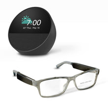 Load image into Gallery viewer, Amazon Echo Frames (newest model) + Echo Spot (newest model), Smart Glasses with Alexa, Modern Rectangle frames in Charcoal Gray with prescription ready lenses