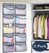 Load image into Gallery viewer, KEETDY Hanging Shelves Over the Door Organizer Storage for Closet with 5 Pockets Organizer for Bedroom Bathroom, 2 Pack(Grey)