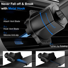 Load image into Gallery viewer, Phone Holders for Your Car with Newest Metal Hook Clip, Air Vent Cell Phone Car Mount 360° Rotation Car Phone Holder Universal Automobile Cradle Fit for iPhone Android and All Smartphones Dark Black