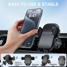 Load image into Gallery viewer, Phone Holders for Your Car with Newest Metal Hook Clip, Air Vent Cell Phone Car Mount 360° Rotation Car Phone Holder Universal Automobile Cradle Fit for iPhone Android and All Smartphones Dark Black