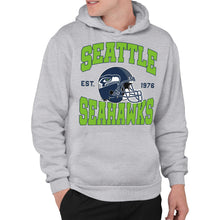 Load image into Gallery viewer, Junk Food Clothing x NFL - Seattle Seahawks - Team Helmet - Unisex Adult Pullover Fleece Hoodie for Men and Women - Size Medium