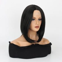 Load image into Gallery viewer, VOKEYLA Short Bob Wig Synthetic Lace Frontal Wigs For Women Black Straight Hair Glueless Yaki Straight Heat Resistant Natural Wig