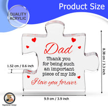 Load image into Gallery viewer, VELENTI Engraved Acrylic Block Puzzle Birthday Gifts for Dad 3.35 x 2.76 inch - Cool Dad Presents from Daughter, Son, Mom - Heartwarming Men Birthday Gift, Ideas