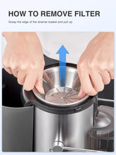 Load image into Gallery viewer, Qcen Juicer Machine, 500W Centrifugal Juicer Extractor with Wide Mouth 3” Feed Chute for Fruit Vegetable, Easy to Clean, Stainless Steel, BPA-free (Black)