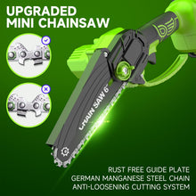 Load image into Gallery viewer, Mini Chainsaw Cordless, 6 Inch Electric Chainsaw Cordless Small Battery Powered Chainsaw, Lightweight Portable Handheld Chain Saw Electric Saw for Tree Branches Wood Cutting Pruning Gardening Gfit