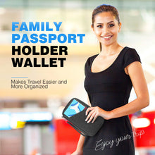 Load image into Gallery viewer, Passport Holder Family RFID Travel Document Organizer for Women Waterproof Passport Wallet Men Portable Case for Cards, Boarding Pass, ID, Money, Tickets with Zipper