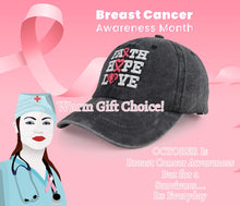 Load image into Gallery viewer, Breast Cancer Gifts for Women, Fight Breast Cancer Awareness Baseball Cap, Pink Ribbon Faith Hope Love Hat, Adjustable Cotton Embroidered Survivor Hats, Gifts for Mom Mother Grandma Friends Patients