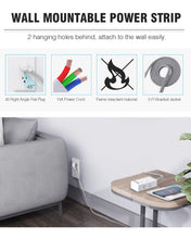 Load image into Gallery viewer, Power Strip Surge Protector - 6 Widely Outlets with 3 USB Ports (1 USB C), 3-Side Outlet Extender Strip, 5 Ft Extension Cord Flat Plug, Wall Mount Small Power Strip for Travel Home Office College Dorm