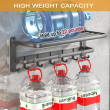 Load image into Gallery viewer, Yariwiz GreyTowel Rack Wall Mounted No Drill and Screw Mounting, Bathroom Bath Shower Length 22.4 inch Double Towel Rod with Shelf Hotel Towel Rack B0501-GREY