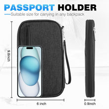 Load image into Gallery viewer, Passport Holder Family RFID Travel Document Organizer for Women Waterproof Passport Wallet Men Portable Case for Cards, Boarding Pass, ID, Money, Tickets with Zipper