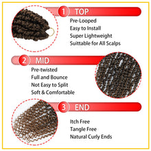 Load image into Gallery viewer, Nice One Pre-Twisted Passion Twist Hair 14 Inch, Short Passion Twist Crochet Hair for Women 8 Packs Ombre Brown Pre-Looped Passion Twists Braiding Synthetic Hair Extensions (14inch,T30#)