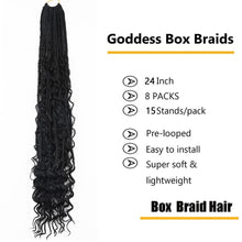 Load image into Gallery viewer, LMZIM 24 Inch 8 Packs Boho Box Braids Crochet Hair Bohemian Crochet Box Braids with Curly Ends Goddess Box Braids Synthetic Crochet Hair for Black Women (24inch, 1b)