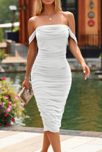 Load image into Gallery viewer, PRETTYGARDEN Women's Summer Off The Shoulder Ruched Bodycon Dresses Sleeveless Fitted Party Club Midi Dress (White,Medium)