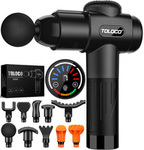Load image into Gallery viewer, TOLOCO Massage Gun, Deep Tissue Back Massage for Athletes for Pain Relief, Percussion Massager with 10 Massages Heads & Silent Brushless Motor, Gifts for Fathers Day, Black